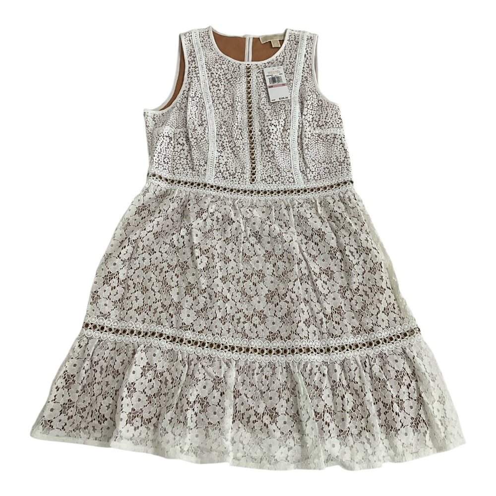 MICHAEL Michael Kors White Floral Lace Sleeveless Mini Dress NWT $295 MSRP